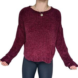 Forever 21 Burgundy Soft Fluffy  Knit Long Sleeve Sweater Women Size Large